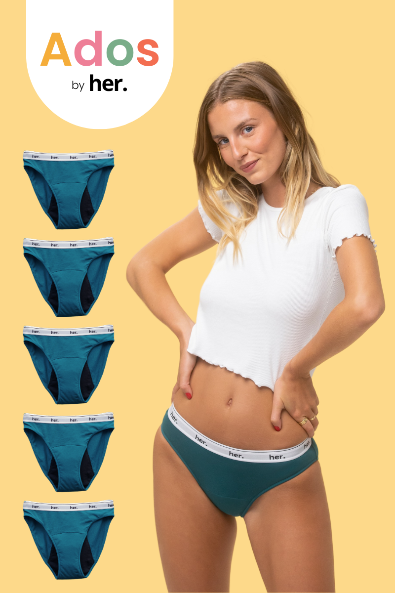 Lot de 5 Culottes menstruelles JOY Ados - PACIFIC