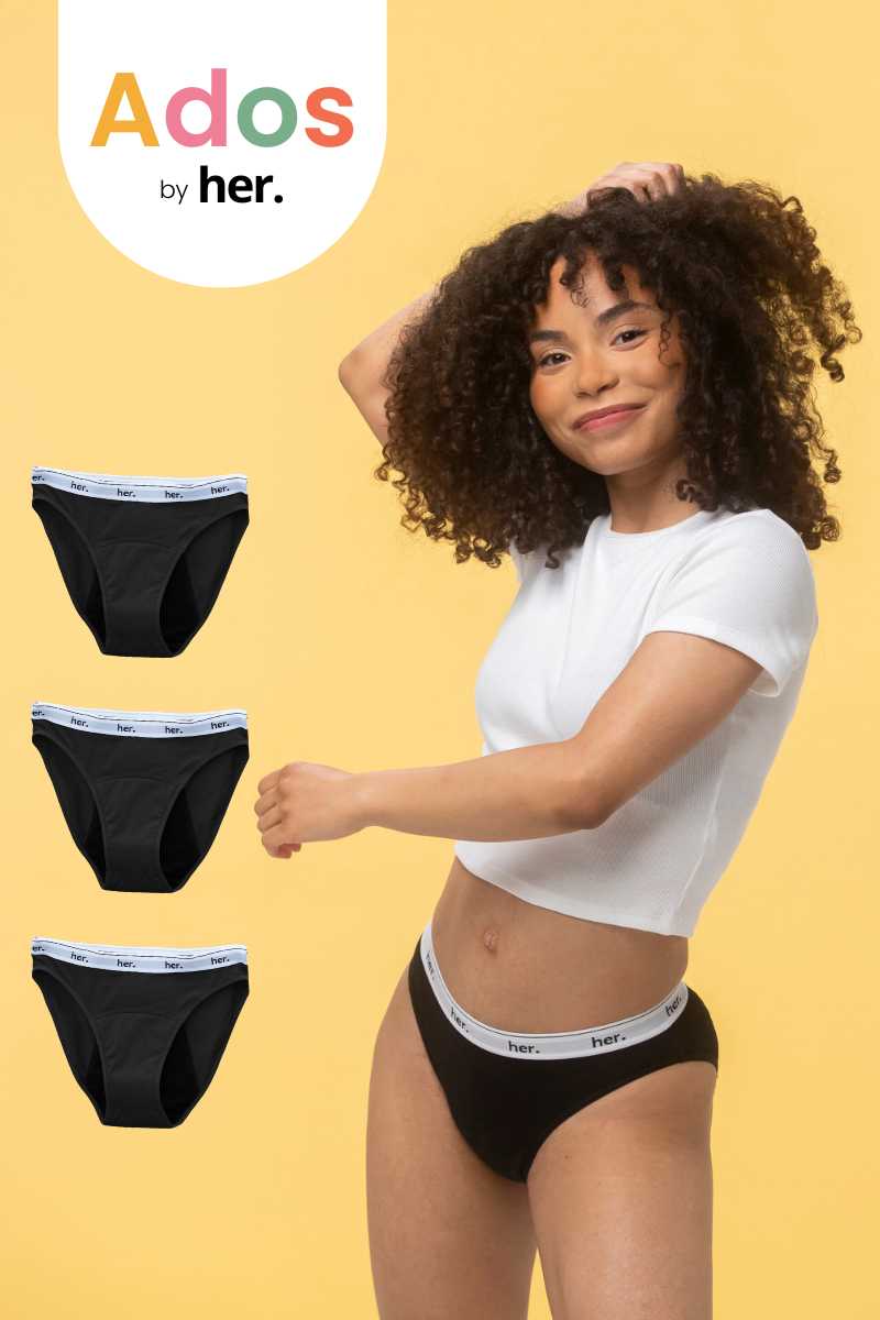 Lot de 3 Culottes menstruelles JOY Ados - BLACK ZEBRA