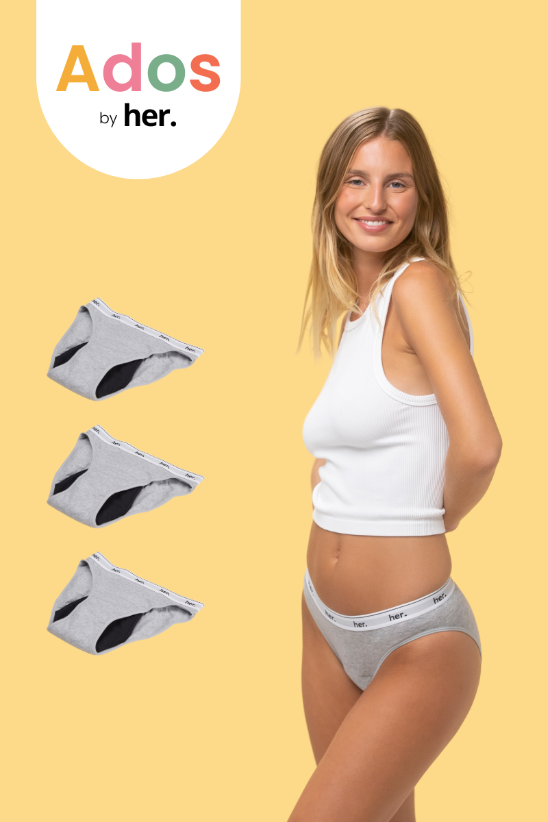 Lot de 3 Culottes menstruelles JOY Ados - LIGHT GREY