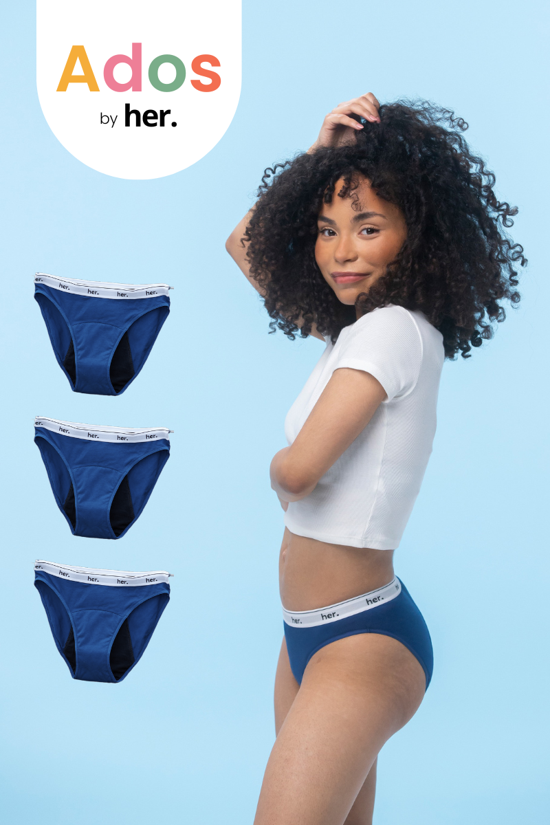 Lot de 3 Culottes menstruelles JOY Ados - NAVY PEONY