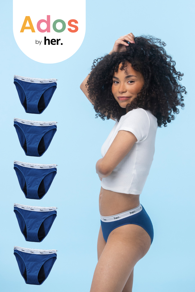 Lot de 5 Culottes menstruelles JOY Ados - NAVY PEONY