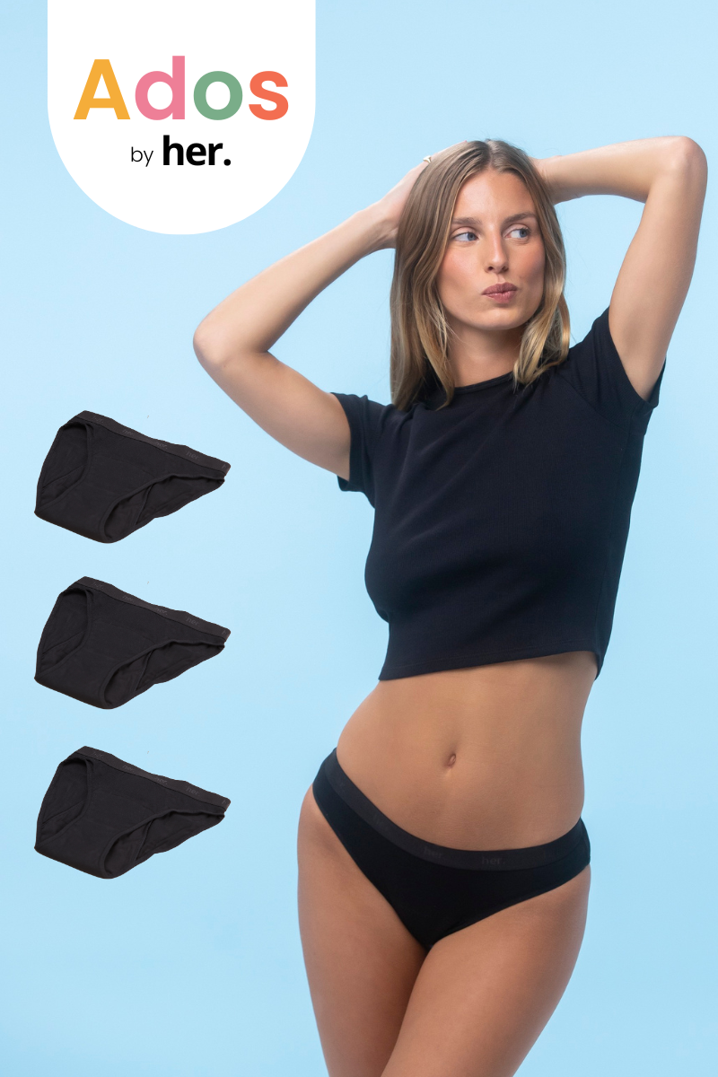 Lot de 3 Culottes menstruelles JOY Ados - BLACK ONYX