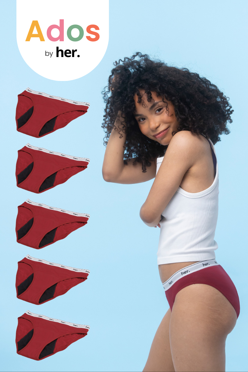 Lot de 5 Culottes menstruelles JOY Ados - BIKING RED