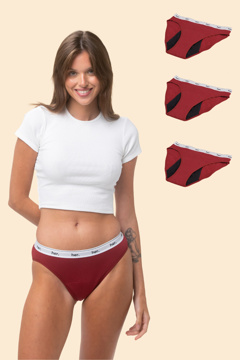 Lot de 3 Culottes menstruelles JOY - BIKING RED