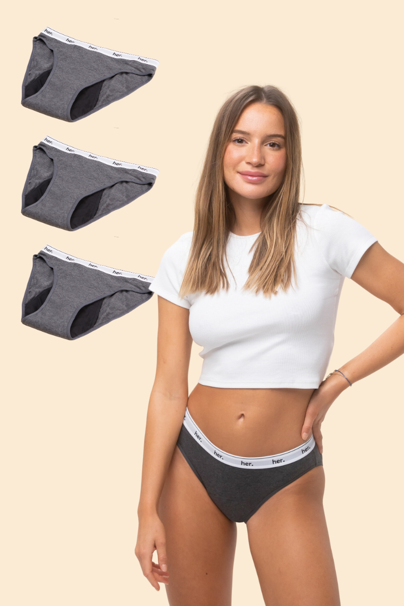 Lot de 3 Culottes menstruelles JOY - ANTHRACITE GREY